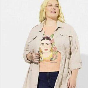 Torrid Double Gauze Utility Anorak Lightweight Jacket Button Front